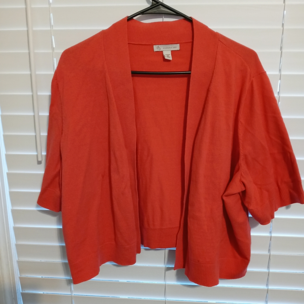 Womens Plus 3X Coral Short Sleeved Shrug